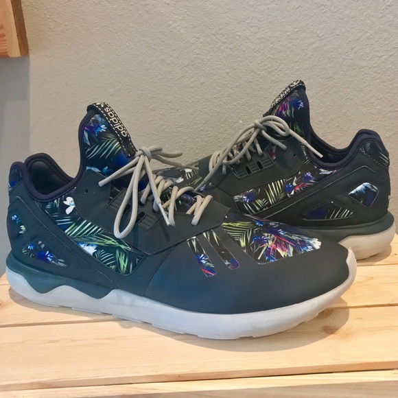 adidas Other - Adidas Tubular Hawaiian Palm Print Navy